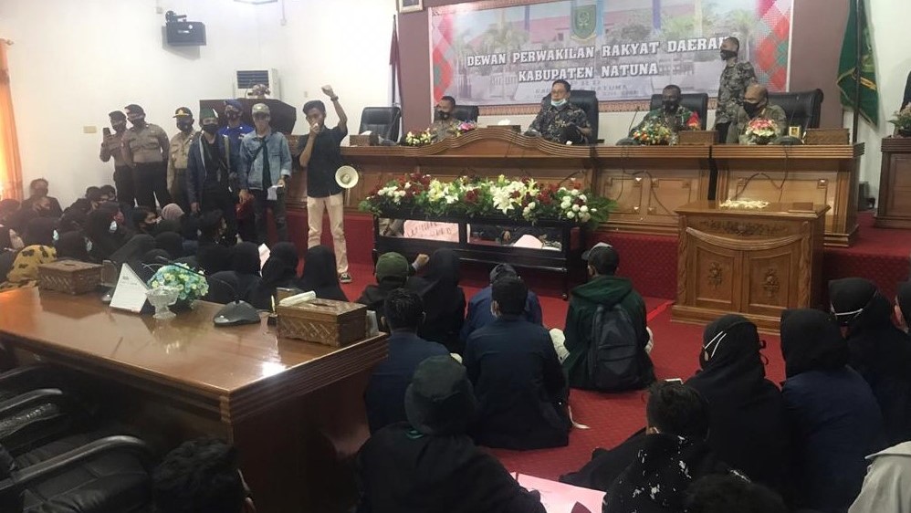 Polres Natuna Apresiasi Aksi Damai Aliansi Mahasiswa Tolak Omnibus Law RUU Cipta Kerja