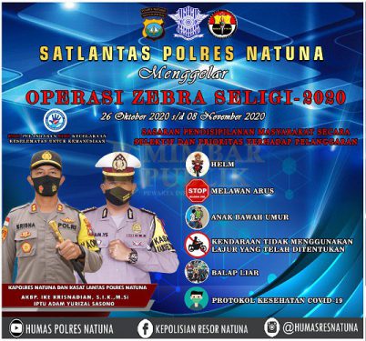 Siap-siap Polres Natuna akan Gelar Operasi Zebra Seligi Per 26 Oktober  Hingga 8 November 2020