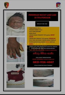 Dicari Identitas dan Pihak Keluarga dari Sesosok Mayat Laki-laki yang Ditemukan di TPA Punggur Batam