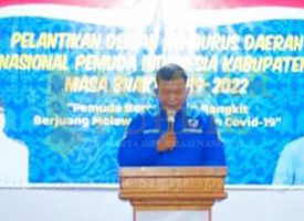 Ketua DPD KNPI Kabupaten Natuna Haryadi saat Pelantikan pengurus DPD KNPI masa bakti : 2020-2023 di Restaurant Sisi Basisir, Ranai