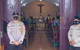 Personil Polsek Pantau Penerapan Prokes Covid-19 Ibadah Minggu di Sejumlah Gereja