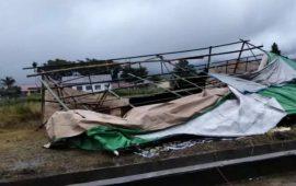 Hantaman Angin Kencang Sejumlah Tenda TPS Ambruk di Sumsel