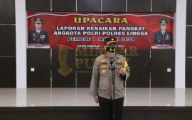 Tahun Baru Polres Lingga Gelar Upacara Kenaikan Pangkat