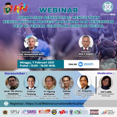 Peringatan Hari Pers Nasional Dimulai dengan Webinar Jurnalistik Berkualitas