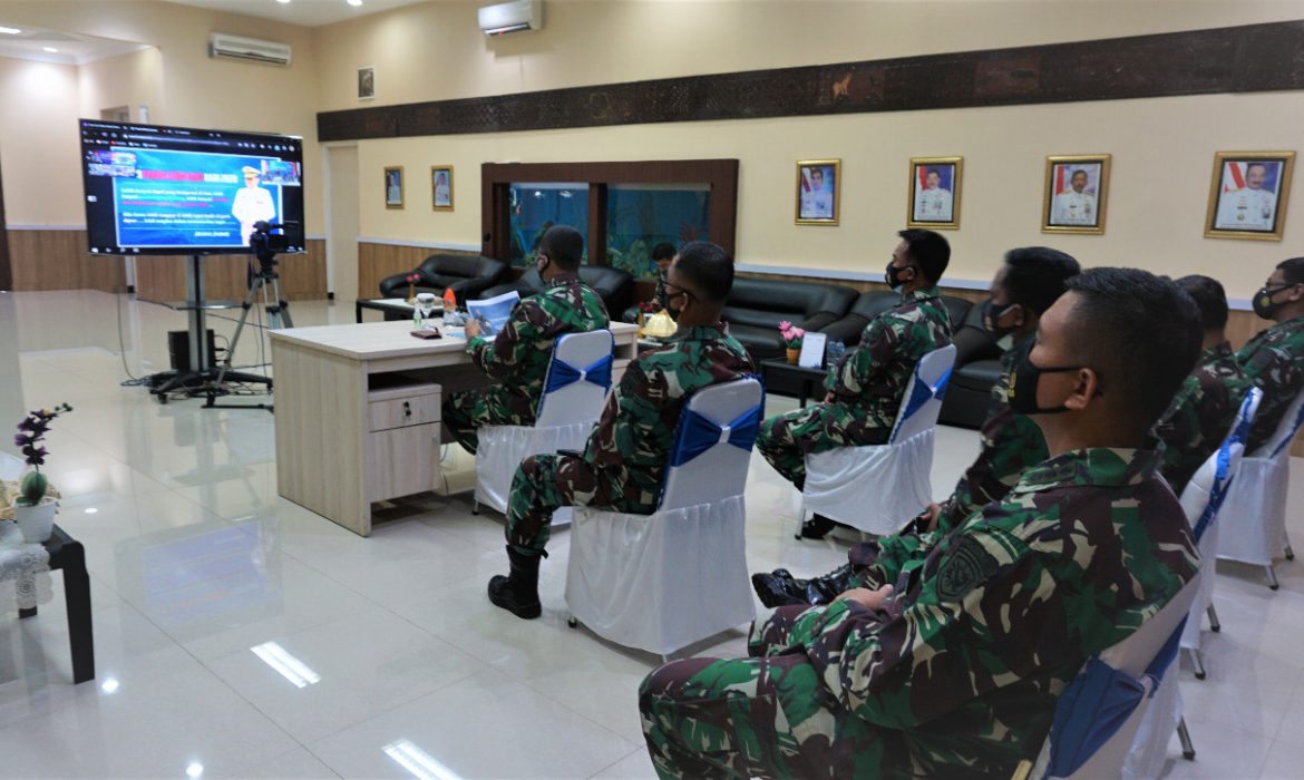 Komandan Pangkalan Utama TNI AL VI Makassar dan Jajaran Ikuti Rapat Pimpinan 2021 Secara Virtual