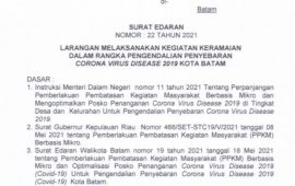 Wali Kota Batam Minta Warga Tak Lakukan Kegiatan yang Timbulkan Kegiatan Kerumunan