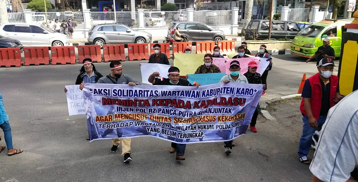 Polres Tanah Karo Terima Aksi Solidaritas Wartawan Atas Peristiwa Tertembaknya Marshal Harahap