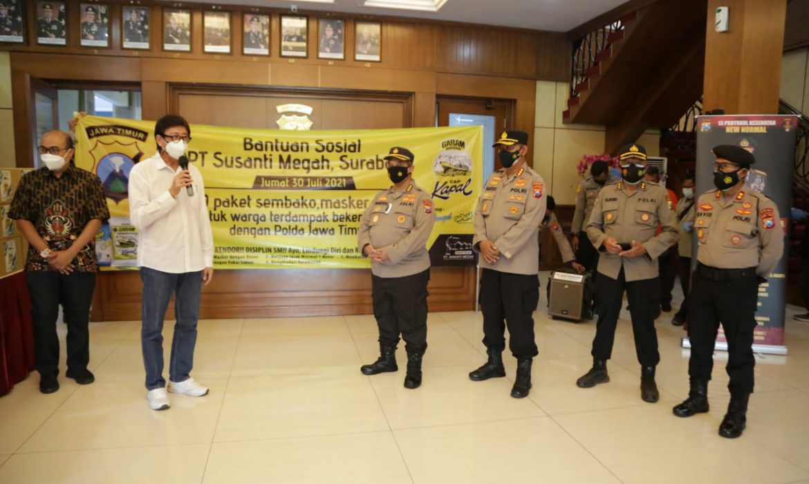 Polda Jatim Terima Bansos Dari PT. Susanti Megah Surabaya, Siap Disalurkan ke Masyarakat Terdampak Covid-19