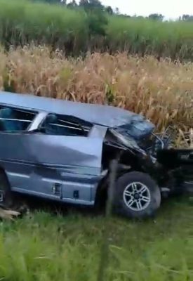 Kondisi mobil setelah tertabrak dan terseret KA