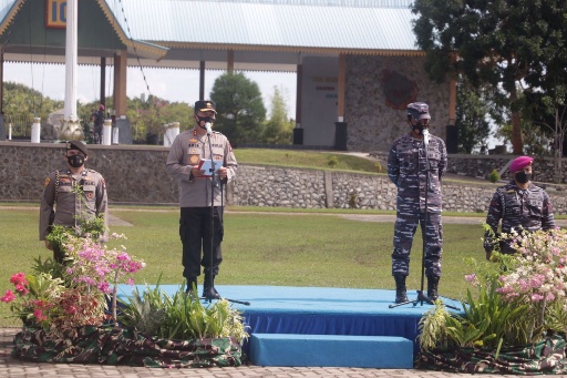 Danlantamal IV Dampingi Kapolda Kepri Kunjungi Sarang Petarung Yonif 10-Marinir/SBY di Batam