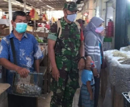 Koramil Kodim 0317/Tanjung Balai Karimun Laksanakan Pengawasan Penerapan Prokes