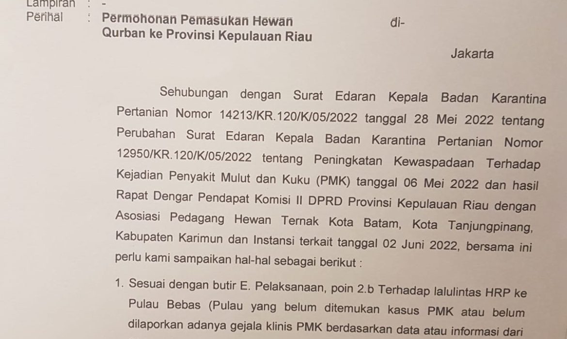 Kementan Setujui Usulan Gubernur Ansar Terkait Diskreksi Pemasukan Hewan Qurban Dari Lampung