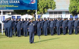 Upacara Peringatan Ke-75 Hari Bakti TNI AU di Lanud Silas Papare