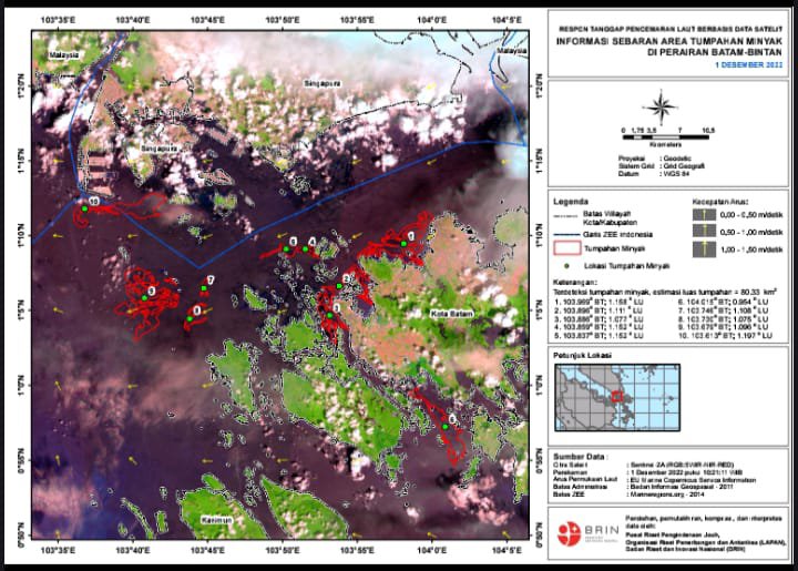 Bakamla Serahkan Data Satelit ke KLHK soal Tumpahan Oli Kotor di Laut Batam