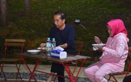 Presiden Jokowi Bersama Para Menteri Makan Nasi Goreng dan Mie Godog di Tengah Alam Hutan IKN