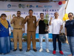 Peringati Hari Guru Nasional, Panbil Residence Tanam 110 Bibit Pohon di SMKN 11 Sagulung